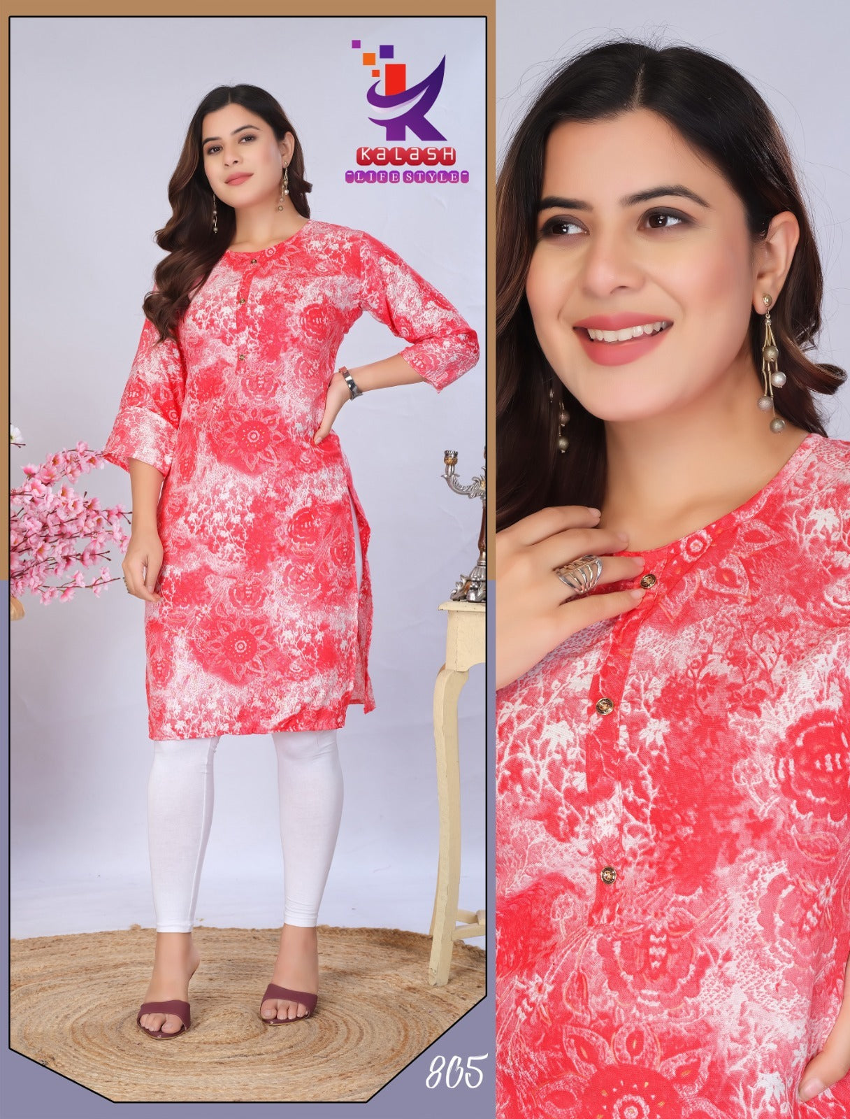 Imagine Beauty 11 Mlm Kalash Lifestyle Rayon 14Kg Knee Length Kurtis Exporter Ahmedabad