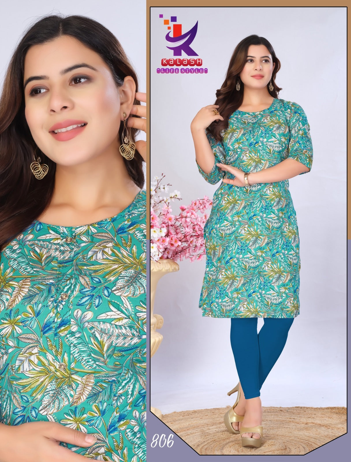 Imagine Beauty 11 Mlm Kalash Lifestyle Rayon 14Kg Knee Length Kurtis Exporter Ahmedabad