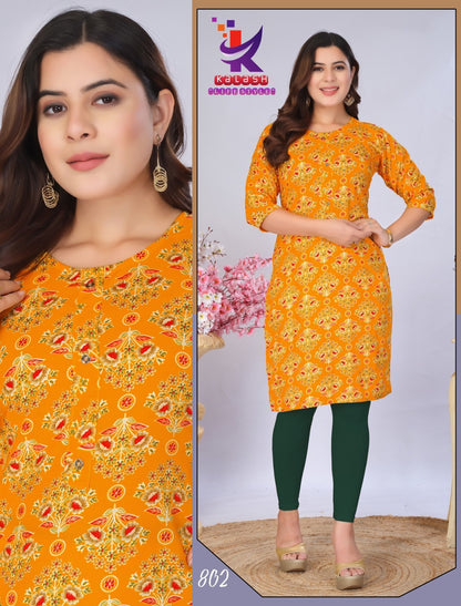 Imagine Beauty 11 Mlm Kalash Lifestyle Rayon 14Kg Knee Length Kurtis Exporter Ahmedabad