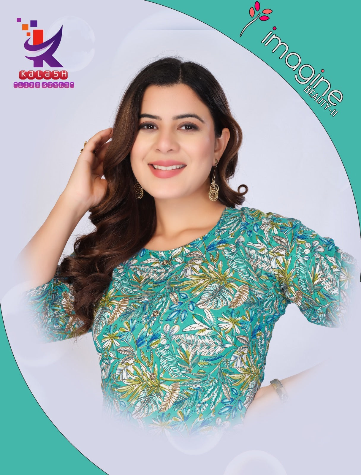 Imagine Beauty 11 Mlm Kalash Lifestyle Rayon 14Kg Knee Length Kurtis Exporter Ahmedabad