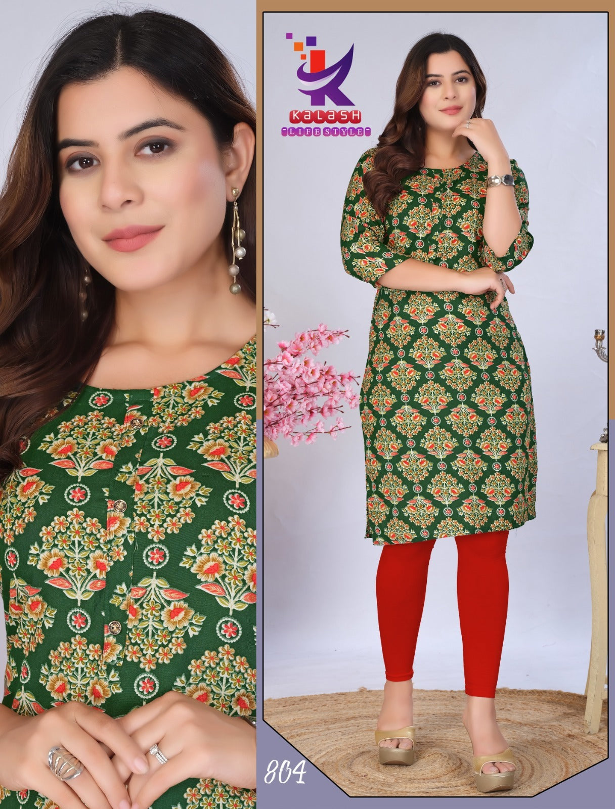 Imagine Beauty 11 Mlm Kalash Lifestyle Rayon 14Kg Knee Length Kurtis Exporter Ahmedabad