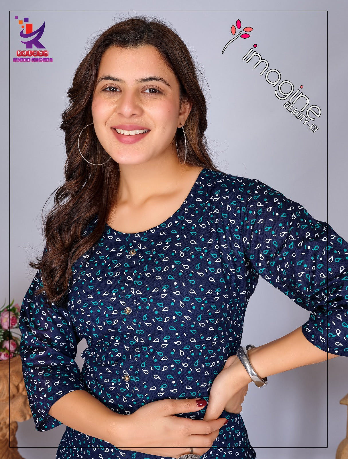 Imagine Beauty 13 Mlm Kalash Lifestyle Rayon 14Kg Knee Length Kurtis Wholesaler