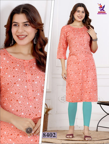 Imagine Beauty 14 Mlm Kalash Lifestyle Rayon 14Kg Knee Length Kurtis Wholesaler Ahmedabad