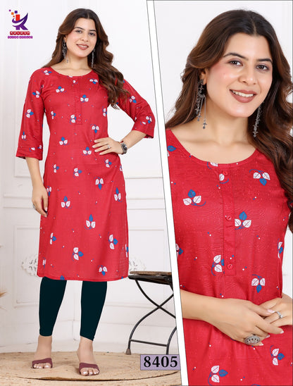 Imagine Beauty 14 Mlm Kalash Lifestyle Rayon 14Kg Knee Length Kurtis Wholesaler Ahmedabad