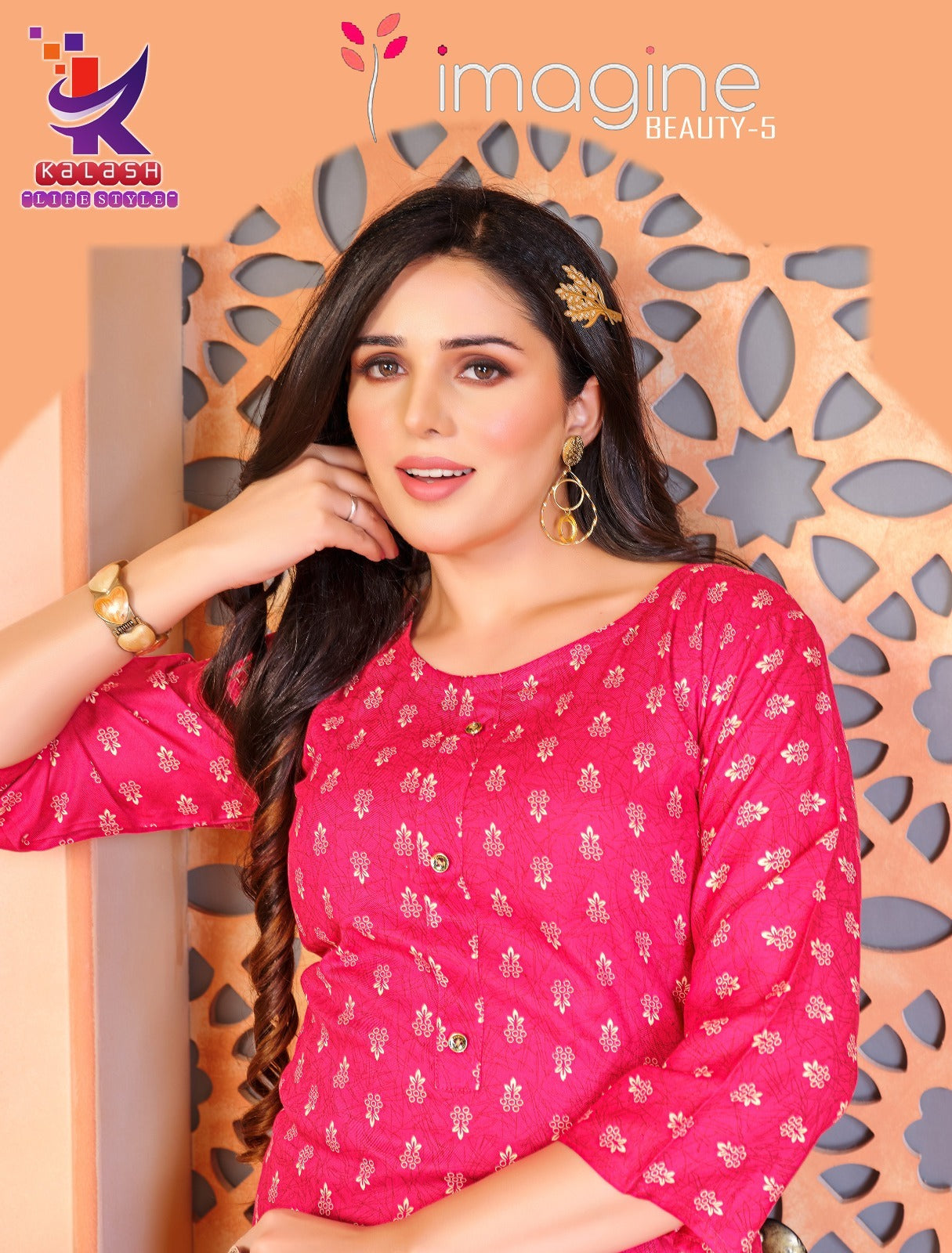 Imagine Beauty 5 Mlm Kalash Lifestyle Rayon 14Kg Knee Length Kurtis Manufacturer Gujarat