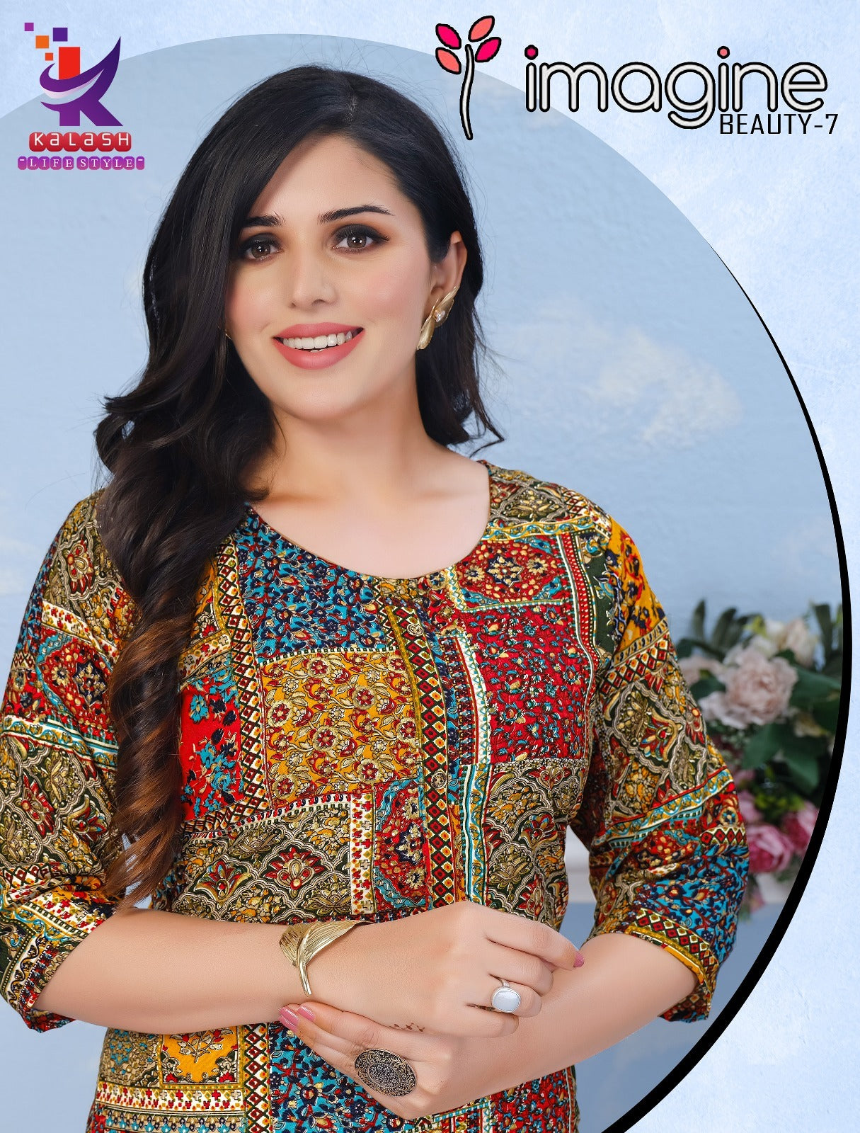 Imagine Beauty 7 Mlm Kalash Lifestyle Rayon 14Kg Knee Length Kurtis Exporter India