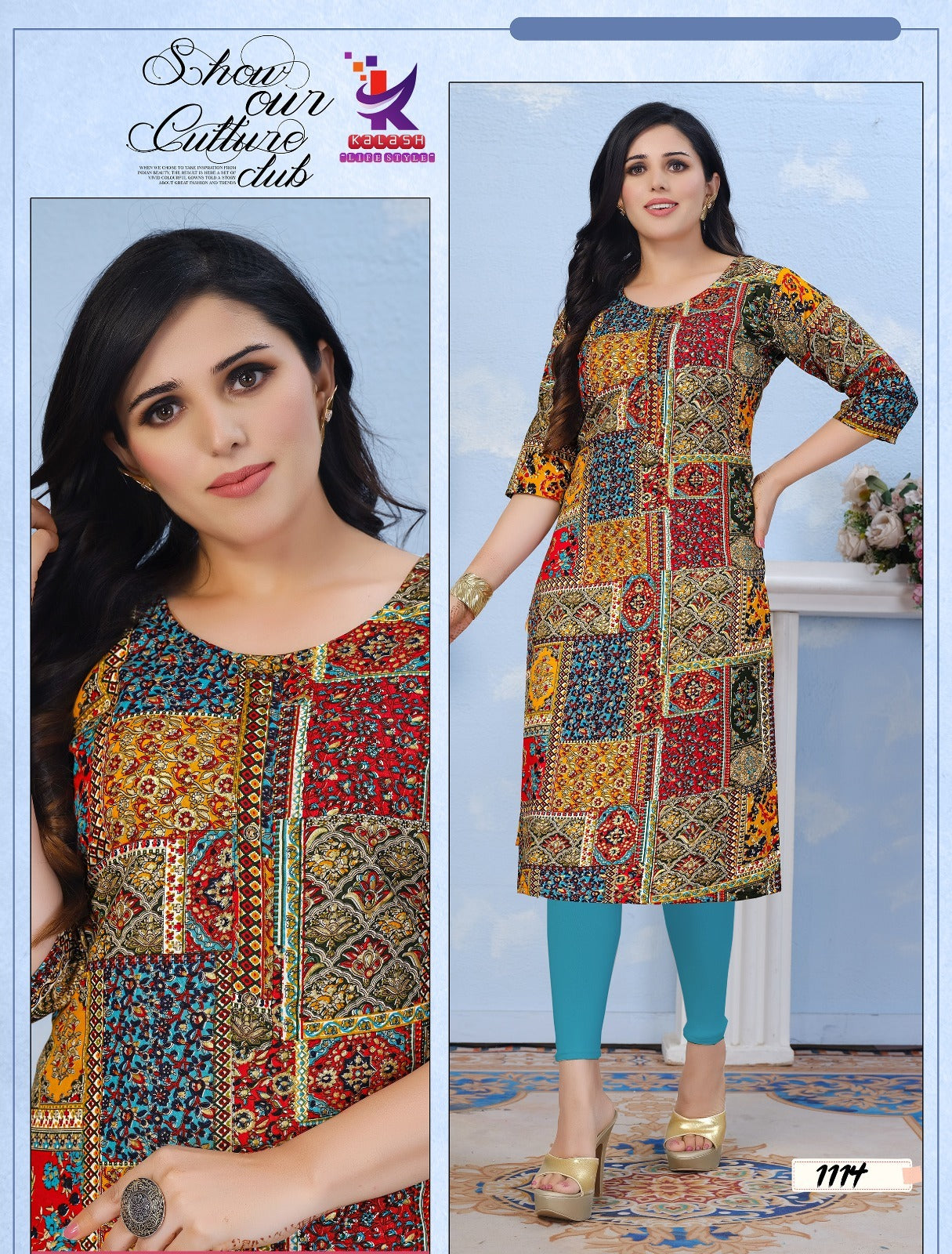 Imagine Beauty 7 Mlm Kalash Lifestyle Rayon 14Kg Knee Length Kurtis Exporter India