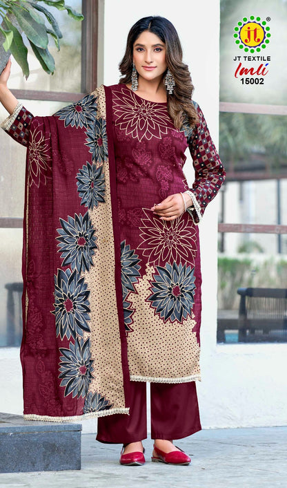 Imli Vol 15 Jt Rayon Pant Style Suits Exporter India