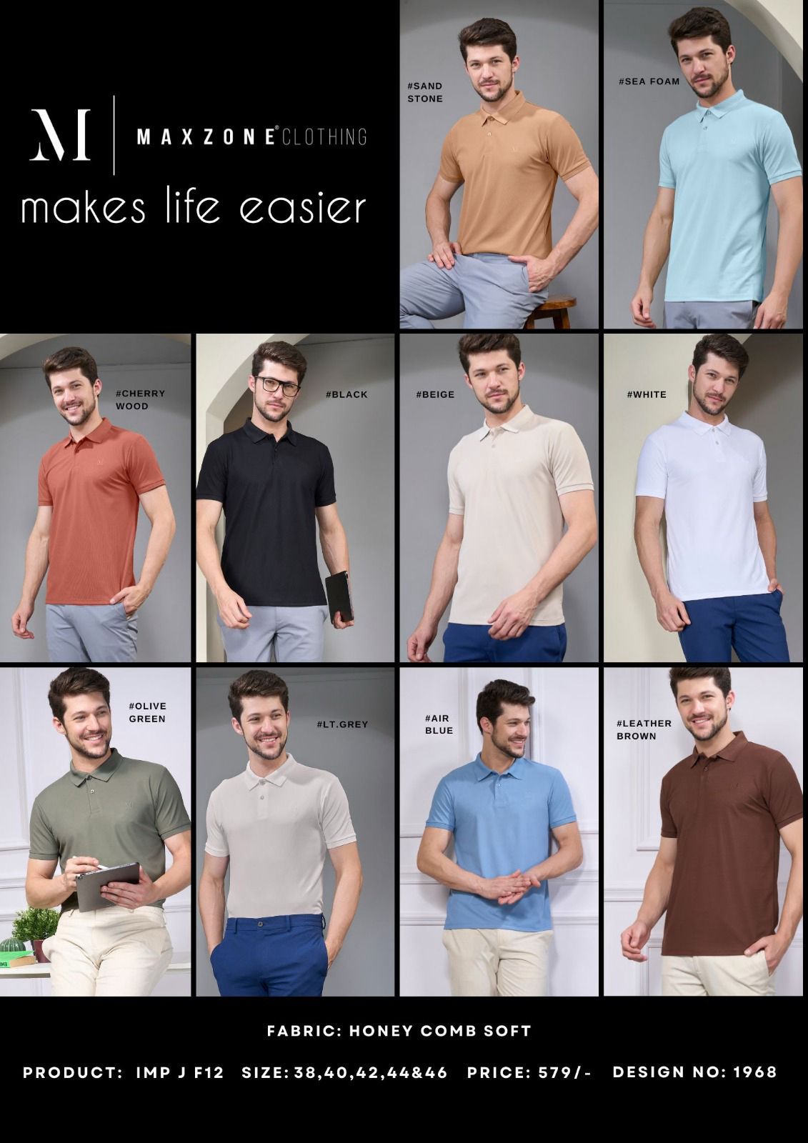 Imp J F12 Maxzone Clothing Honey Comb Mens Tshirts Manufacturer Gujarat