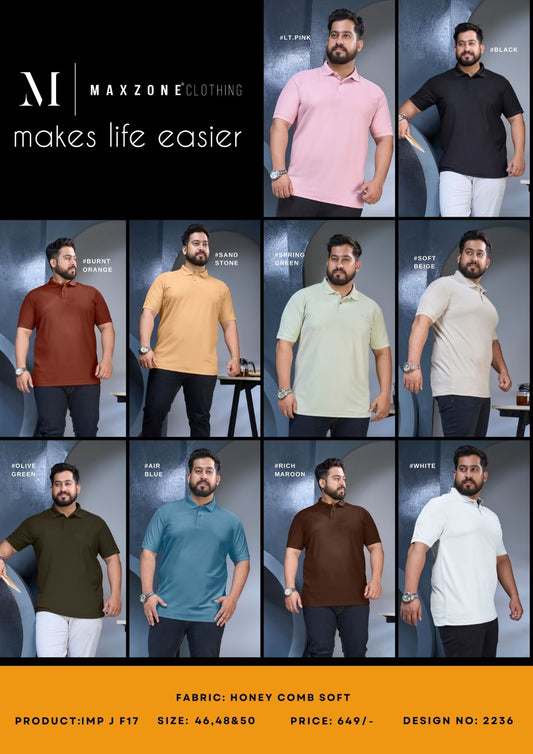 Imp J F17 2236 Plus Size Maxzone Clothing Honey Comb Mens Tshirts Manufacturer Gujarat
