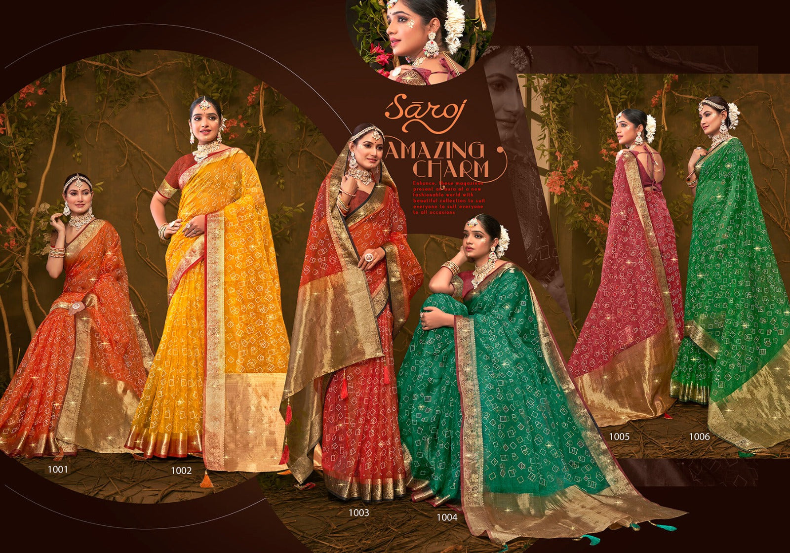 Imperial Gold Vol 1 Saroj Organza Sarees Supplier Ahmedabad