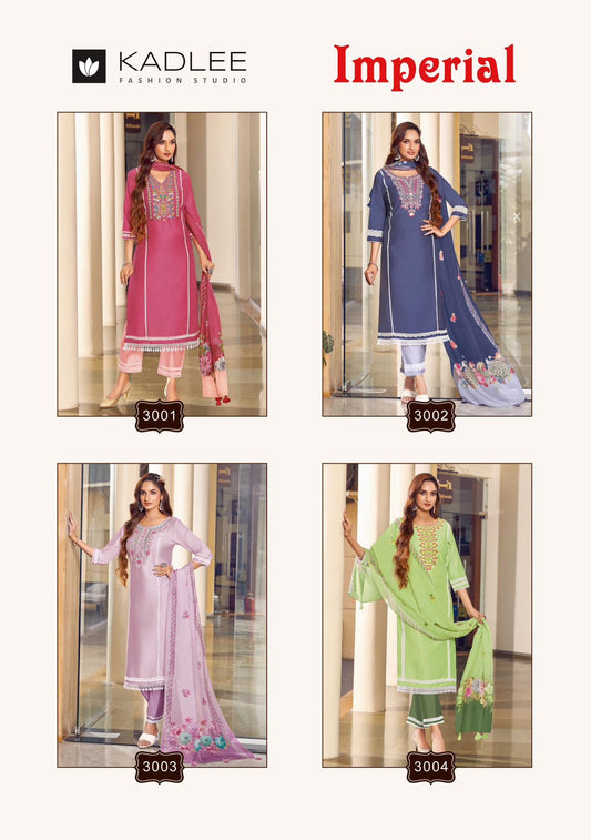 Imperial Kadlee Chanderi Viscose Readymade Pant Style Suits