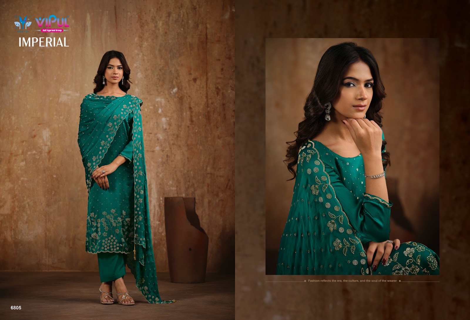 Imperial Vipul Satin Chiffon Pant Style Suits Exporter India