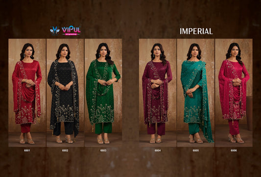 Imperial Vipul Satin Chiffon Pant Style Suits Exporter India