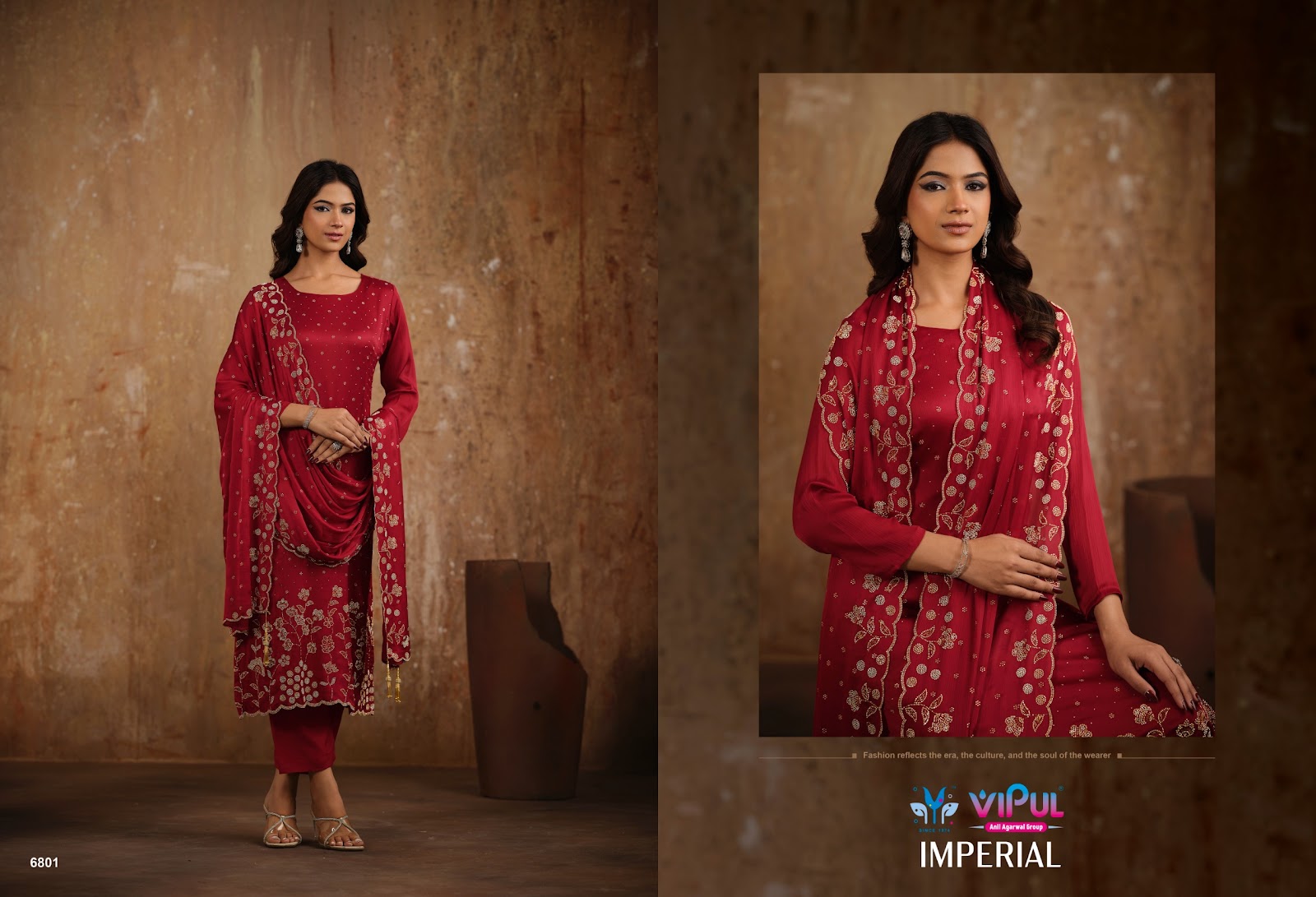 Imperial Vipul Satin Chiffon Pant Style Suits Exporter India