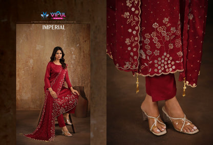 Imperial Vipul Satin Chiffon Pant Style Suits Exporter India