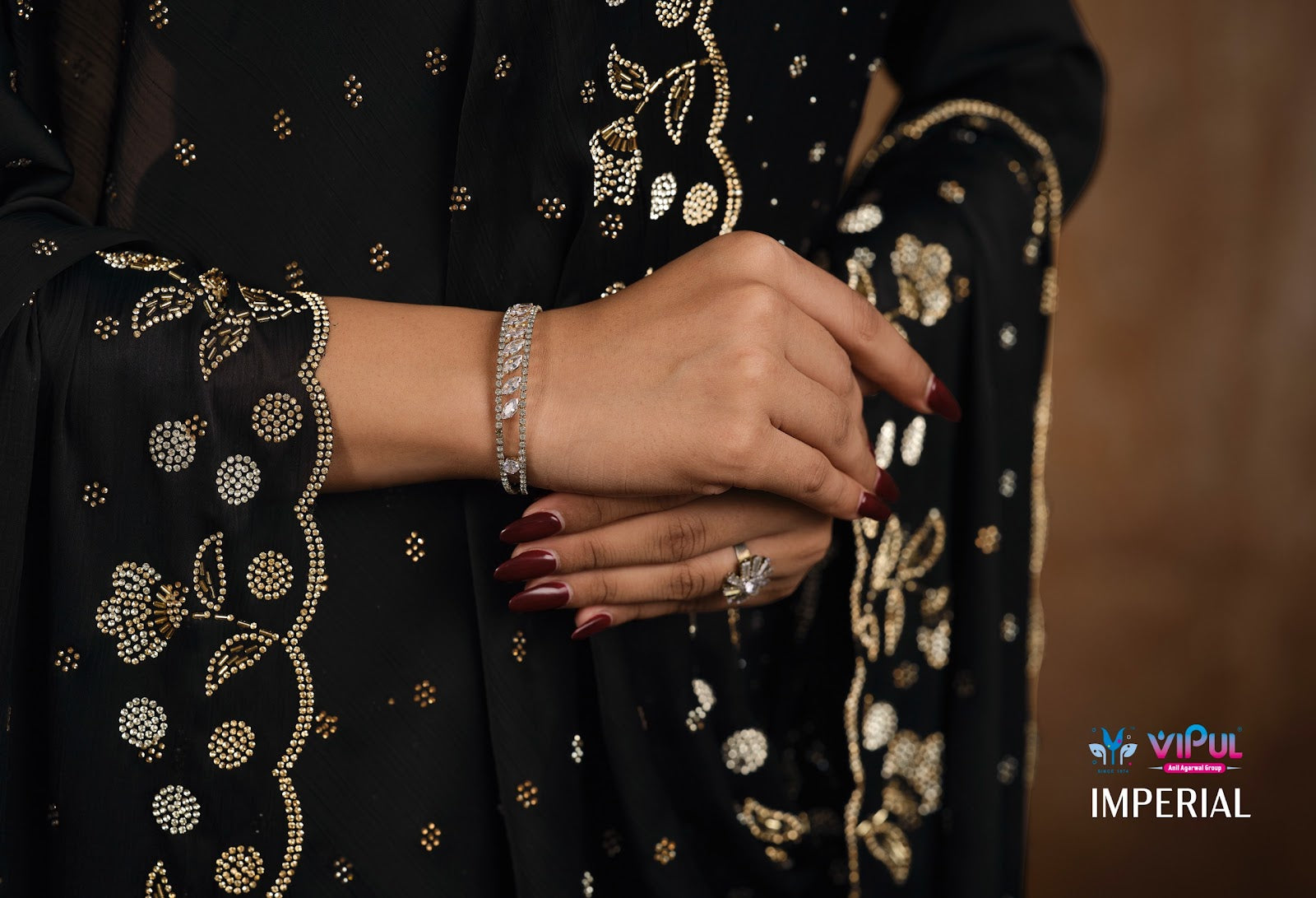 Imperial Vipul Satin Chiffon Pant Style Suits Exporter India