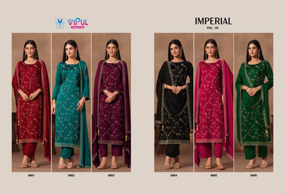 Imperial Vol 2 Vipul Satin Chiffon Pant Style Suits Supplier Gujarat