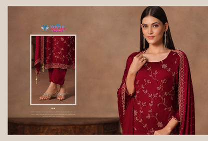 Imperial Vol 2 Vipul Satin Chiffon Pant Style Suits Supplier Gujarat