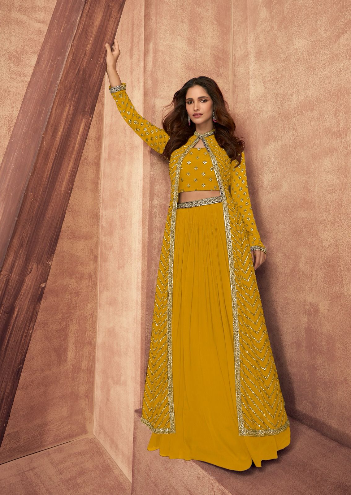 Impression New Colors Sayuri Chinon Silk Crop Top Skirt Jacket Manufacturer Gujarat