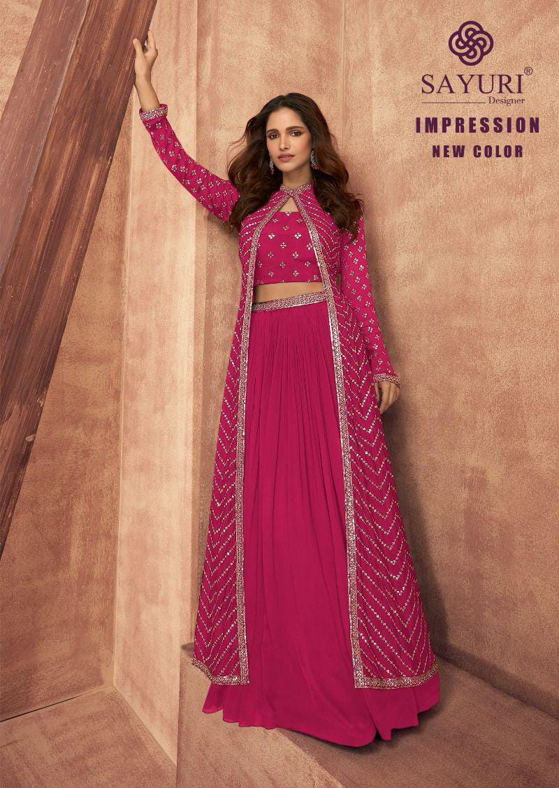 Impression New Colors Sayuri Chinon Silk Crop Top Skirt Jacket Manufacturer Gujarat