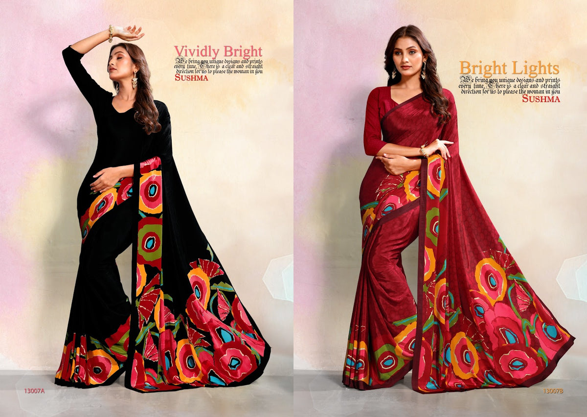 Impressive Sushma Crape Sarees Manufacturer