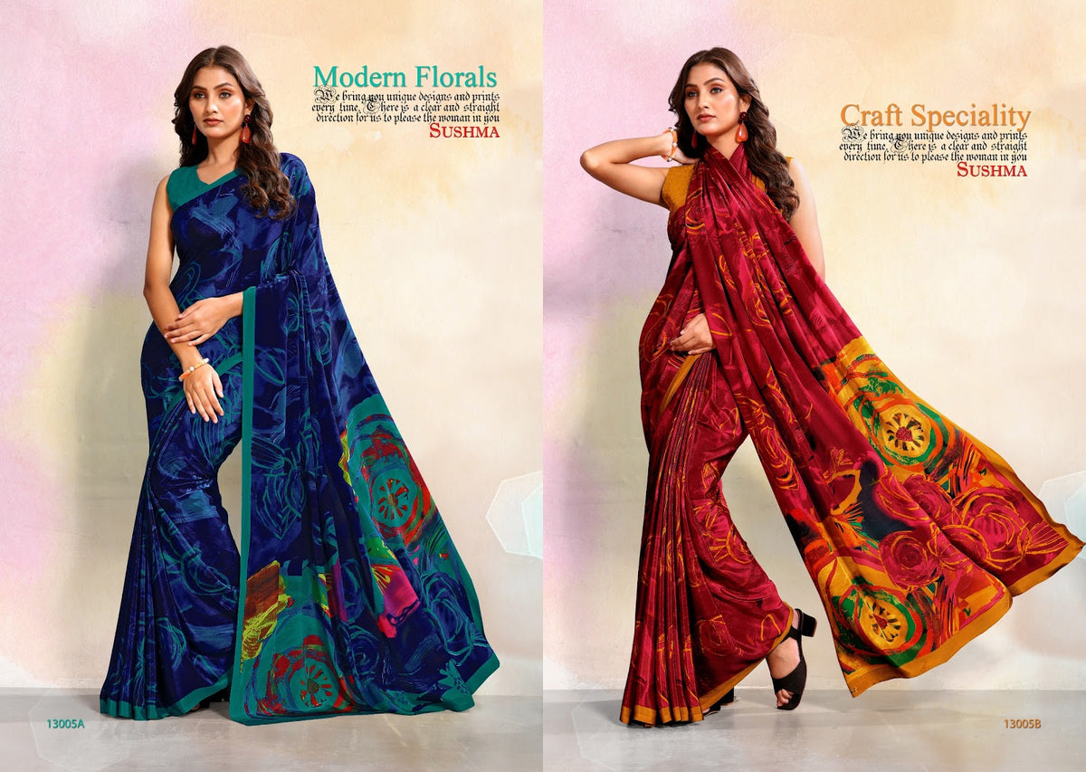 Impressive Sushma Crape Sarees Manufacturer