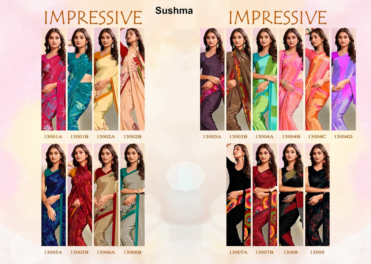 Impressive Sushma Crape Sarees Manufacturer