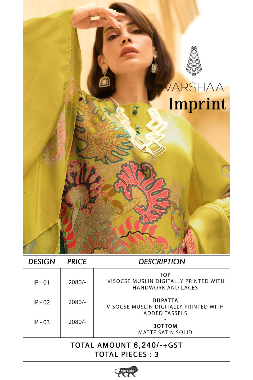 Imprint Varshaa Viscose Muslin Pant Style Suits Manufacturer Gujarat