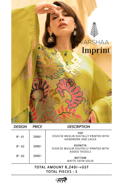 Imprint Varshaa Viscose Muslin Pant Style Suits Manufacturer Gujarat