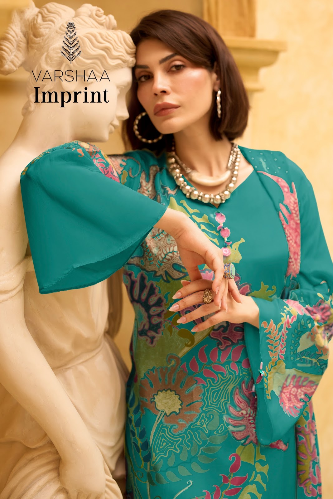 Imprint Varshaa Viscose Muslin Pant Style Suits Manufacturer Gujarat