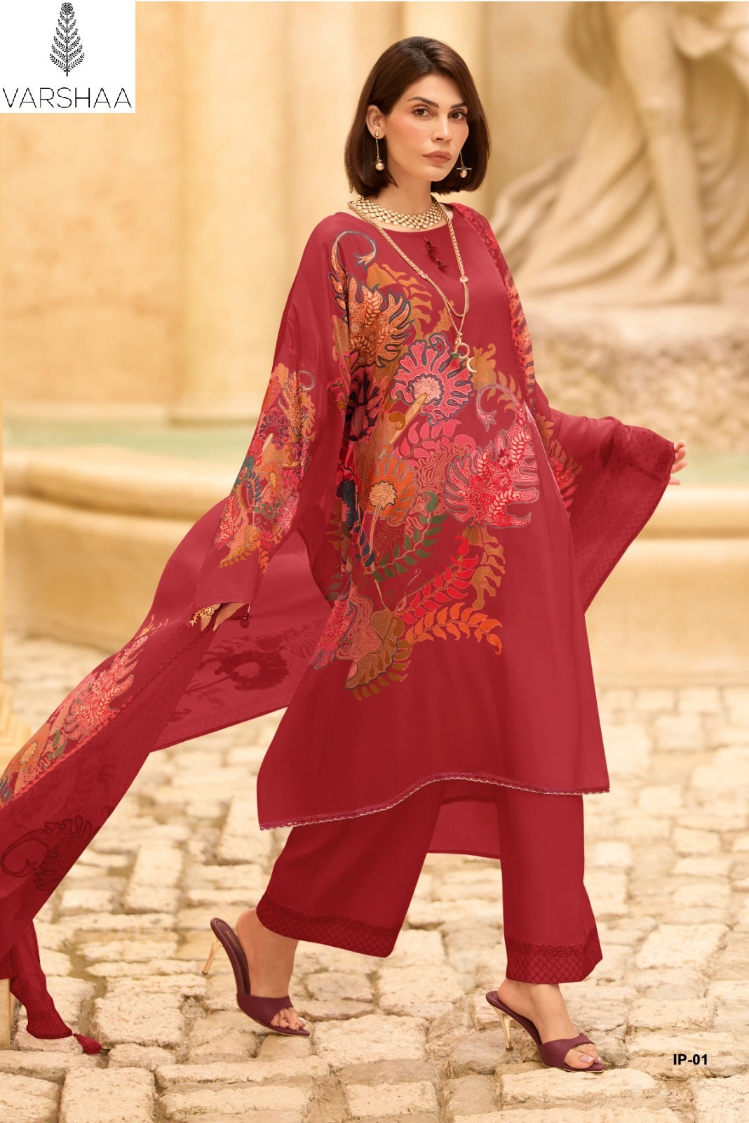 Imprint Varshaa Viscose Muslin Pant Style Suits Manufacturer Gujarat