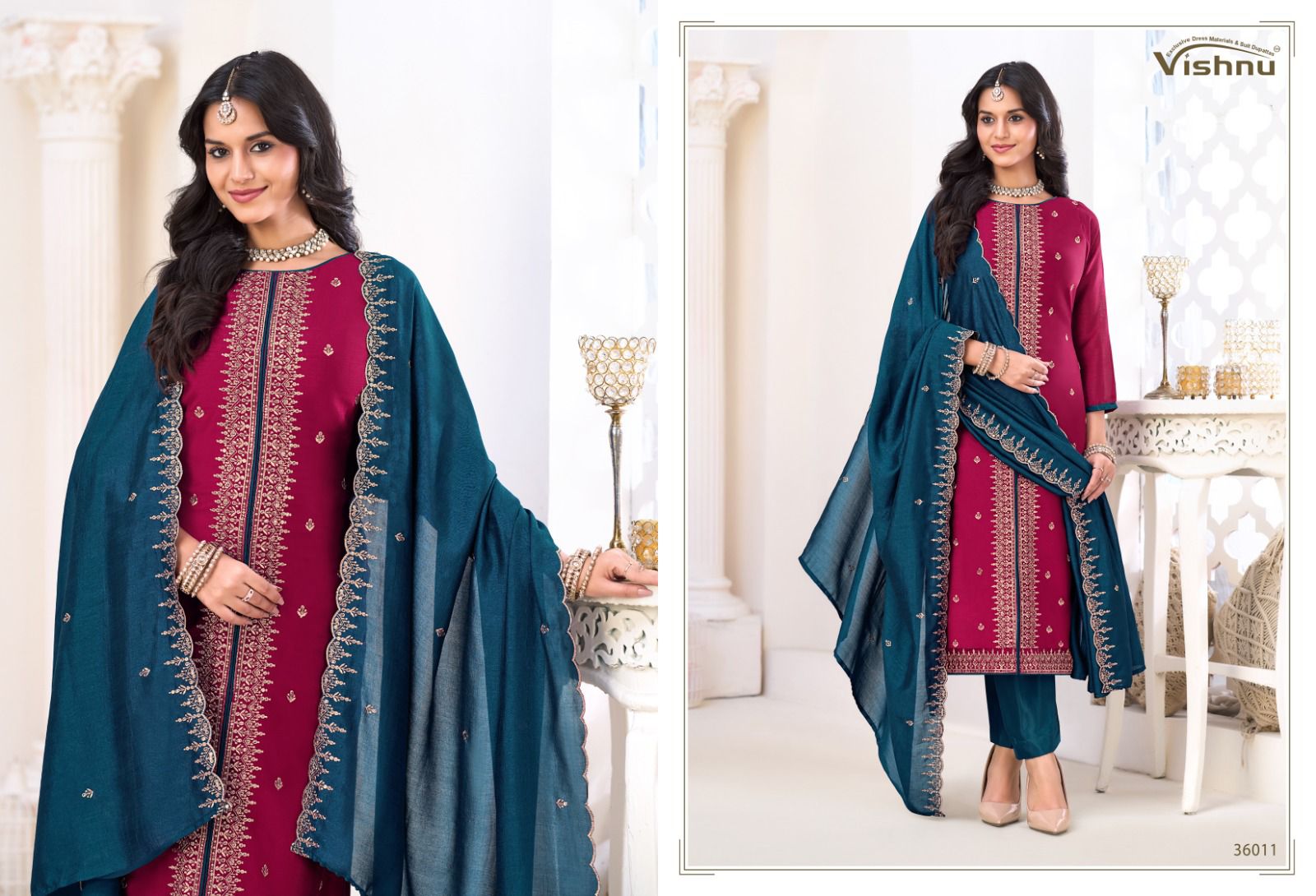 Inaayat Vol 2 Vishnu Impex Vichitra Silk Pant Style Suits Supplier