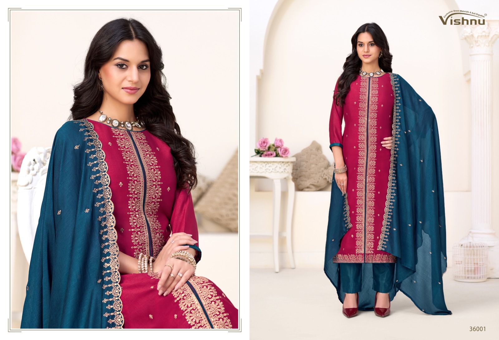 Inaayat Vol 2 Vishnu Impex Vichitra Silk Pant Style Suits Supplier