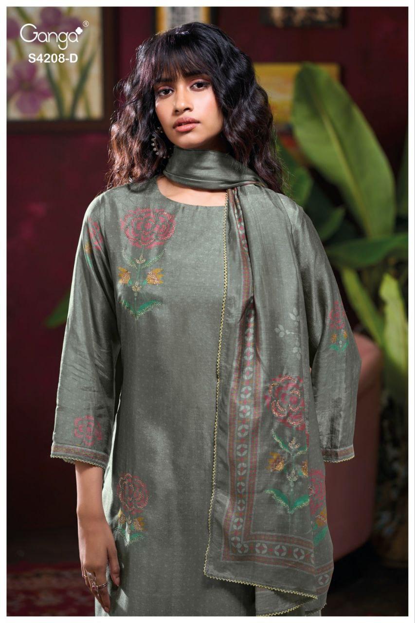 Inaika 4208 Ganga Bemberg Silk Salwar Suits Manufacturer India