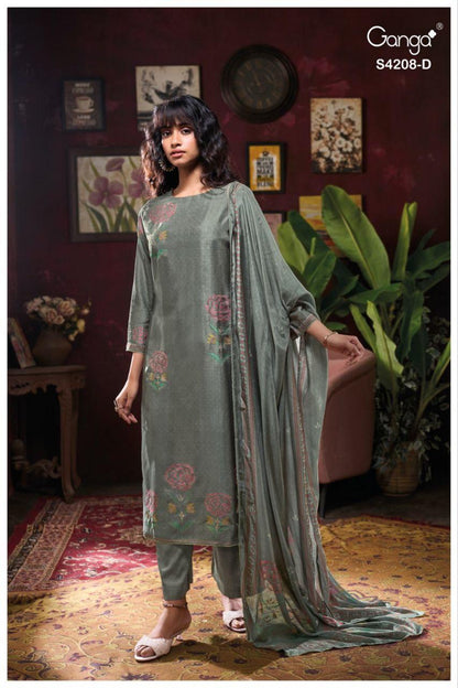 Inaika 4208 Ganga Bemberg Silk Salwar Suits Manufacturer India