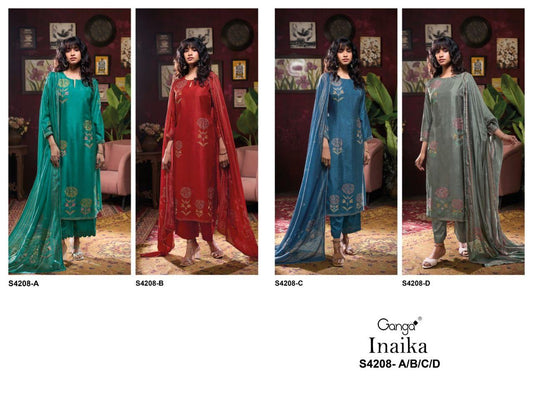 Inaika 4208 Ganga Bemberg Silk Salwar Suits Manufacturer India