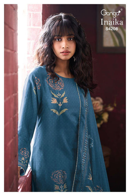 Inaika 4208 Ganga Bemberg Silk Salwar Suits Manufacturer India