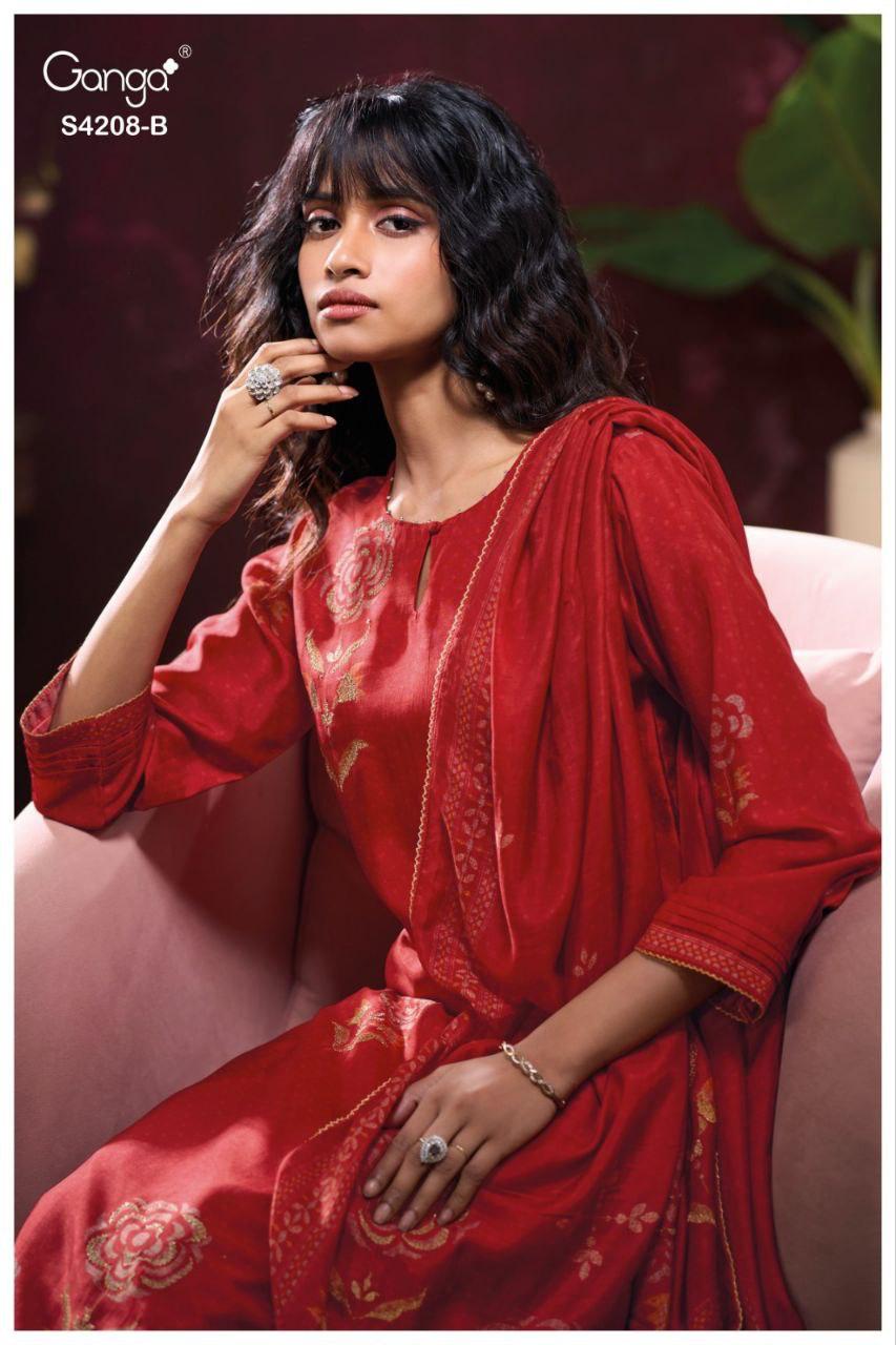 Inaika 4208 Ganga Bemberg Silk Salwar Suits Manufacturer India