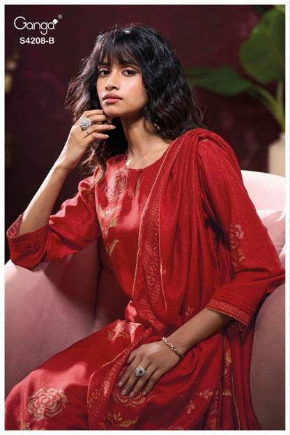 Inaika 4208 Ganga Bemberg Silk Salwar Suits Manufacturer India