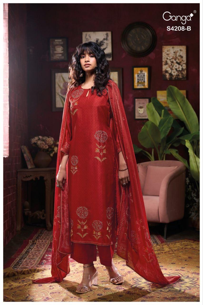 Inaika 4208 Ganga Bemberg Silk Salwar Suits Manufacturer India