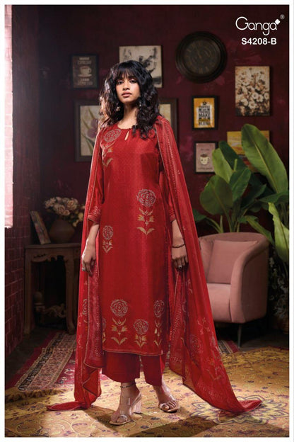 Inaika 4208 Ganga Bemberg Silk Salwar Suits Manufacturer India