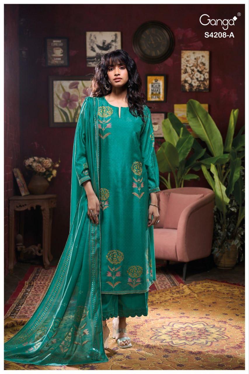 Inaika 4208 Ganga Bemberg Silk Salwar Suits Manufacturer India