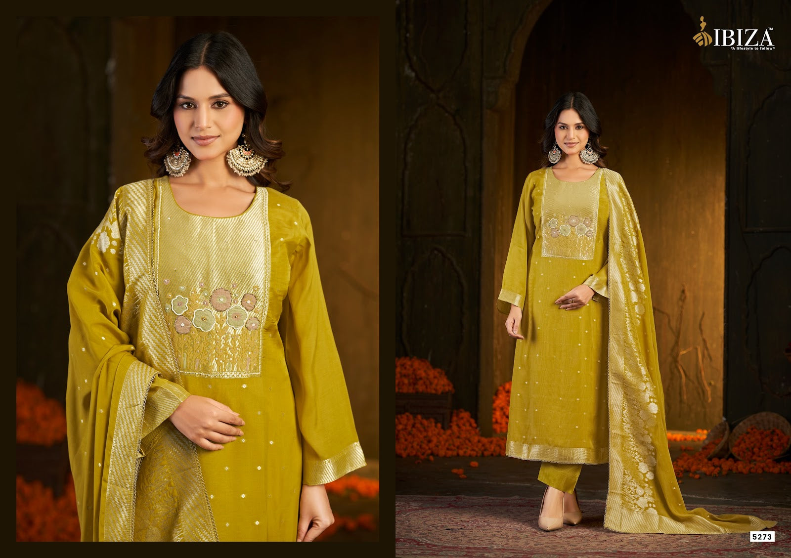 Inara Ibiza Banarasi Silk Pant Style Suits Wholesaler