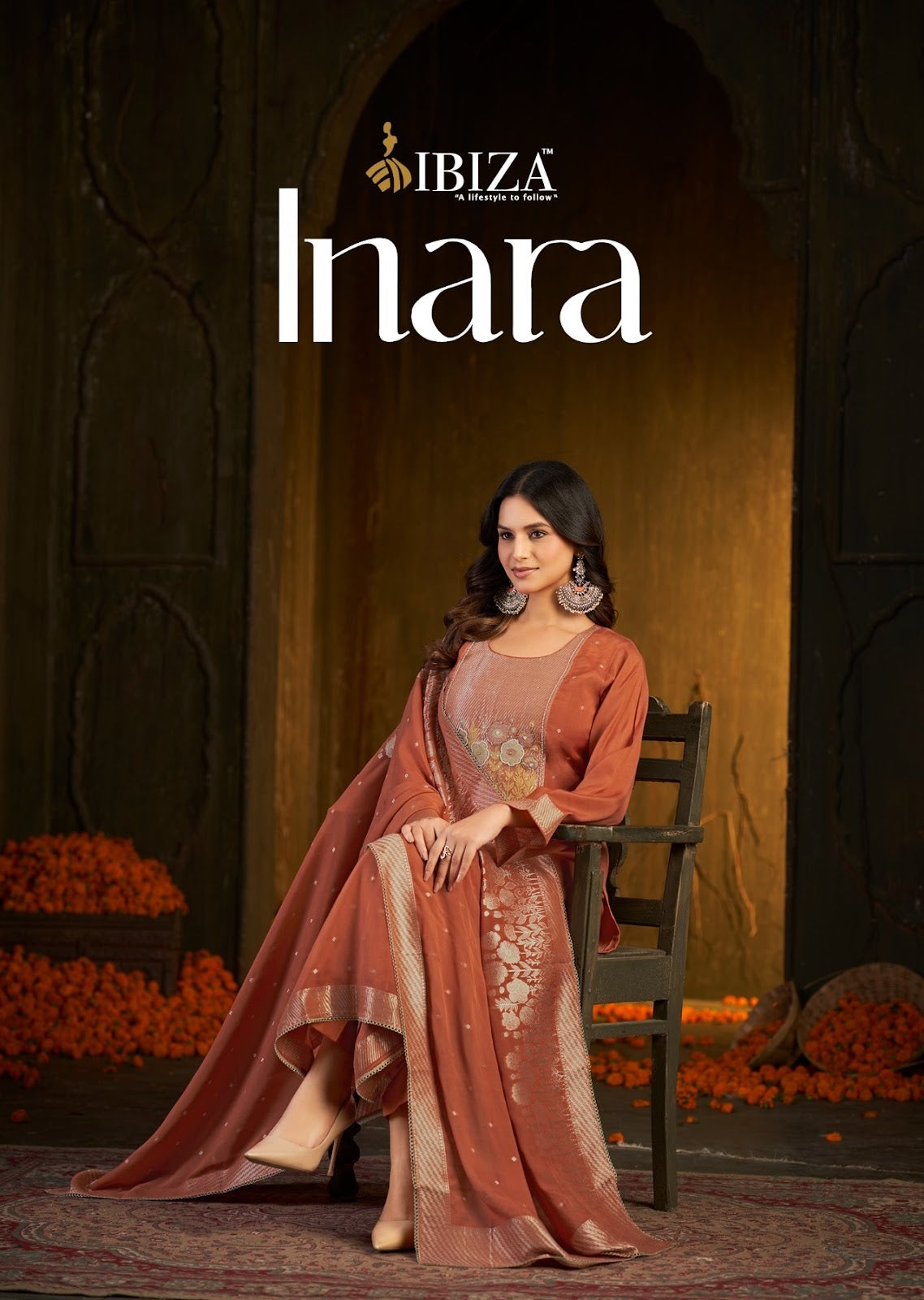 Inara Ibiza Banarasi Silk Pant Style Suits Wholesaler