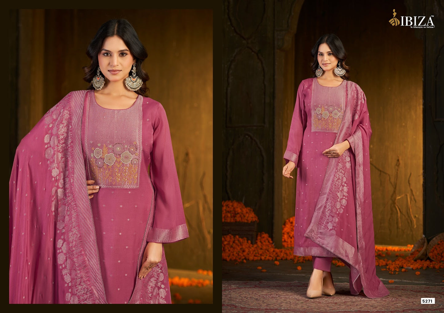 Inara Ibiza Banarasi Silk Pant Style Suits Wholesaler