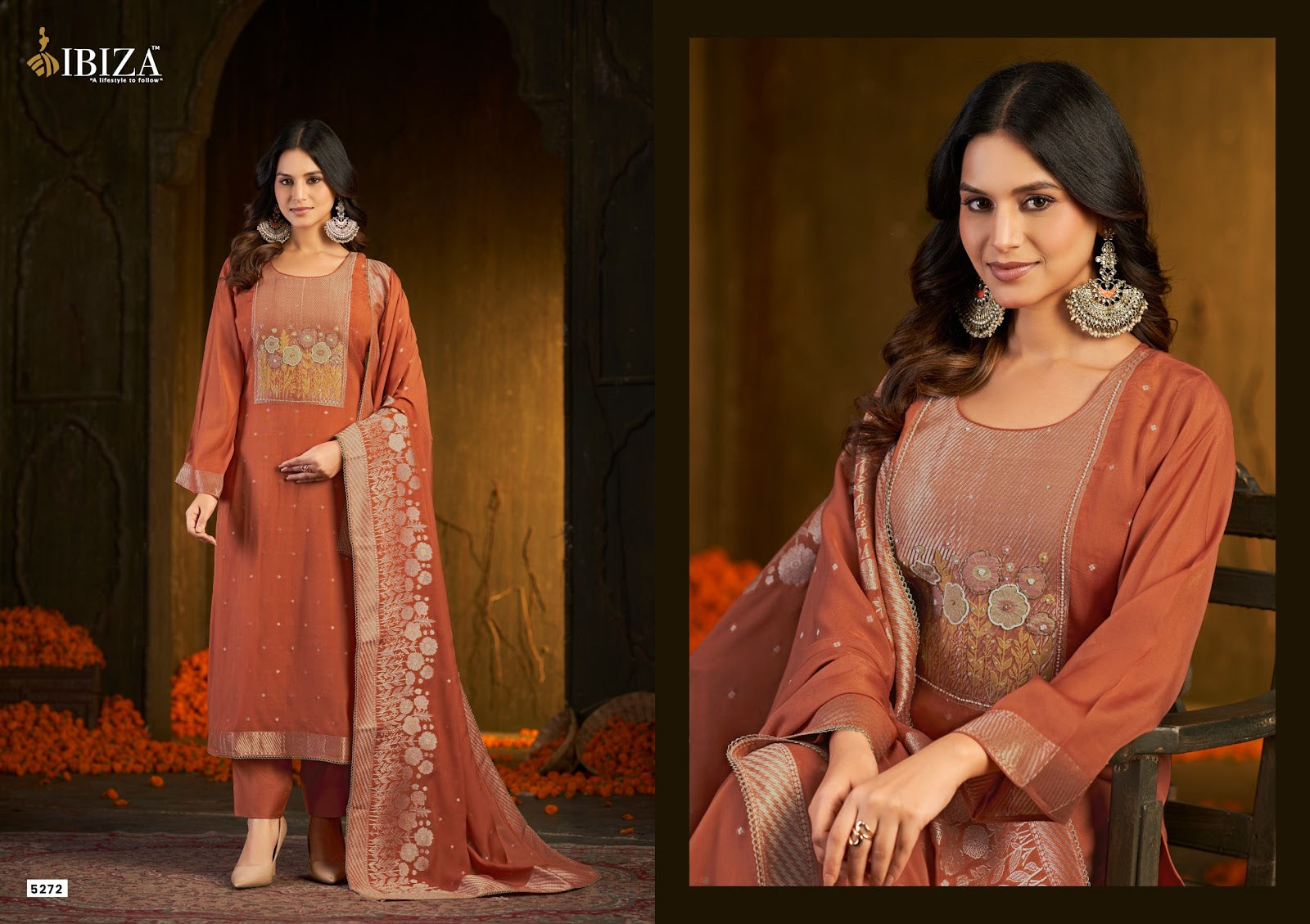 Inara Ibiza Banarasi Silk Pant Style Suits Wholesaler