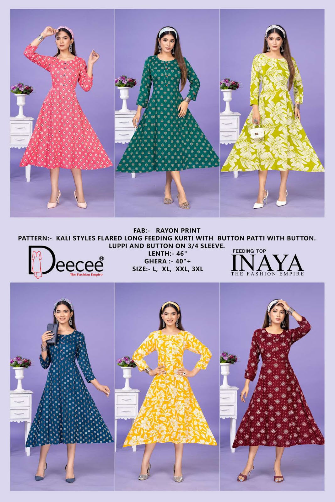 Inaya Deecee Rayon Feeding Kurtis Wholesale
