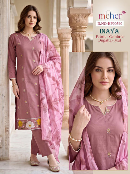 Inaya Meher Cotton Cambric Readymade Pant Style Suits Wholesale Price