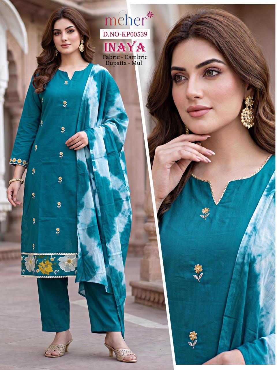 Inaya Meher Cotton Cambric Readymade Pant Style Suits Wholesale Price